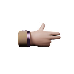 Hand of realistic 3d design in cartoon style. Transparent PNG