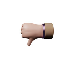 Hand of realistic 3d design in cartoon style. Transparent PNG