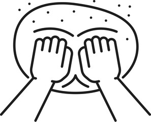 Hands kneading dough for bread cooking, outline icon. Vector wheat dough for pizza or bread and pin, bakery food product, homemade pie