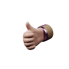 Hand of realistic 3d design in cartoon style. Transparent PNG