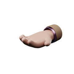 Hand of realistic 3d design in cartoon style. Transparent PNG
