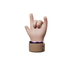 Hand of realistic 3d design in cartoon style. Transparent PNG