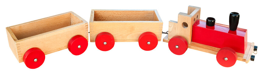 Wooden toy train. Transparent Background.