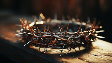 Crown of thorns on the table