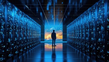 Obraz premium concepts of cloud computing, artificial intelligence, supercomputers, cybersecurity