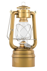 Antique Kerosene Lantern from copper, bronze or brass. 3D rendering isolated on transparent background