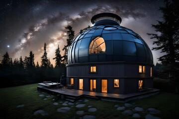 a home observatory with a telescope and stargazing dome.