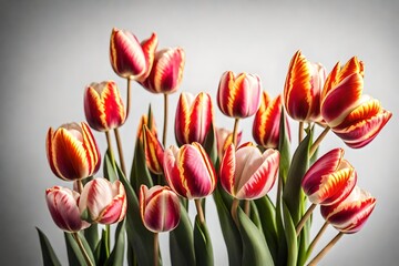 bouquet of tulips on a white background, birthday gift, christmas gift, mother's day gift.