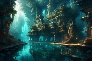 a mythical underwater city.