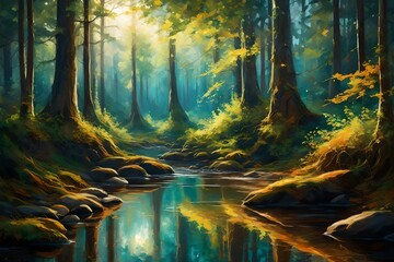 painting of a magical forest