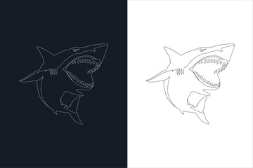 Shark vector logo, cool brand icon line.