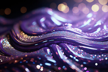 Glitter Lavender Violet Wave Stripes Design. Shiny moving lines design element background - obrazy, fototapety, plakaty