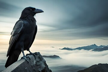 Fototapeta premium raven on a branch