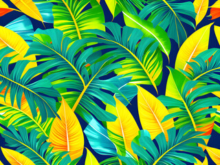Vibrant Exotic Palms: Tropical Paradise with Colorful Leaves. generative AI