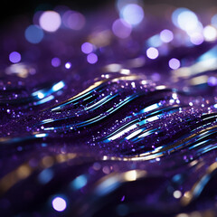 Glitter Violet Wave Stripes Design. Shiny moving lines design element background