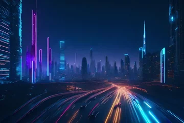 Fotobehang traffic in the city at night © Irum