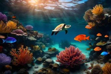 Plexiglas foto achterwand coral reef in the red © Irum
