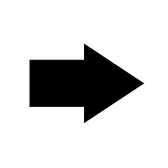 Straight pointed arrow icon. Black vector arrow pointing to the right. Black direction pointer. Sharp thick arrow 