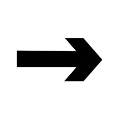 Straight pointed arrow icon. Black vector arrow pointing to the right. Black direction pointer. Sharp thick arrow