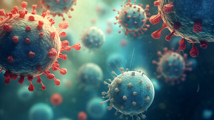 virus cell abstract science concept - obrazy, fototapety, plakaty