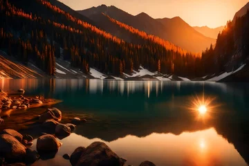 Selbstklebende Fototapeten sunset in the mountains © Irum