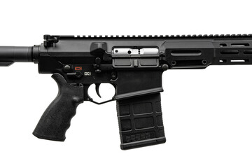 Modern automatic rifle isolated on white background. Weapons for police, special forces and the...