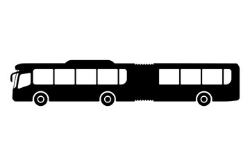 Articulated bus icon. Black silhouette. Side view. Vector simple flat graphic illustration. Isolated object on a white background. Isolate. © far700