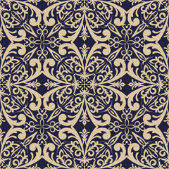 Damask seamless pattern. Vector classical luxury ornament, royal victorian texture for wallpapers, textile, wrapping. Vintage exquisite baroque background.