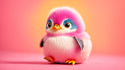 Obraz premium Cute cartoon penguin on a color background