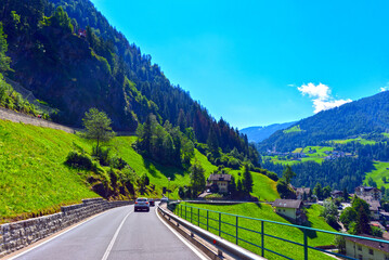 Naklejka premium Timmelsjochstraße in Moos in Passeier in Südtirol, Italien