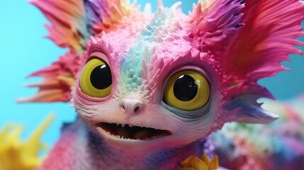  a close up of a toy cat with big eyes and a weird hair.  generative ai