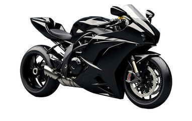 Sleek Black Sports Motorcycle on Transparent background