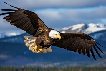 Regal Majestic eagle. Flying sky bird. Generate Ai