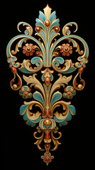  Indian motif Mughal flower, ornament symmetrical along two axes Palekh style, Russian style