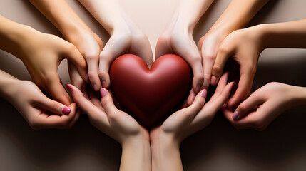 Hands around a heart. Love and Valentine's Day.