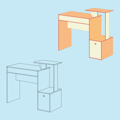 Furnitur Table Office Desk Vector Illustration And Line Art
