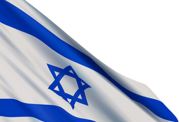 Realistic Flag of Israel on a transparent background. Element for Independence Day, Holocaust Remembrance Day, Memorial Day for the Fallen Soldiers of Israel and Victims of Terrorism.