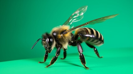 a bee is flying, isolated on transparent background, macro, generative AI