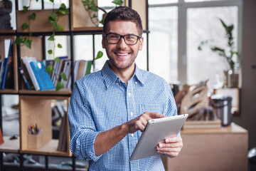 Handsome businessman working