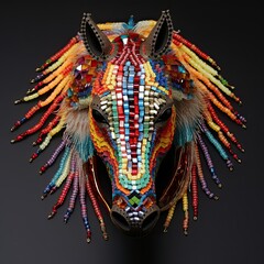 Obraz premium colored horse head made of mosaic and thread