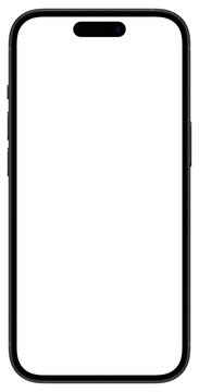 iPhone 15 Pro Black transparent realistic mockup. iPhone with blank screen.