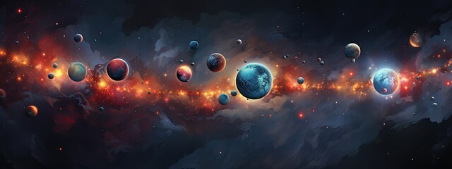 background with place for text with planets and stars and cosmos  - obrazy, fototapety, plakaty