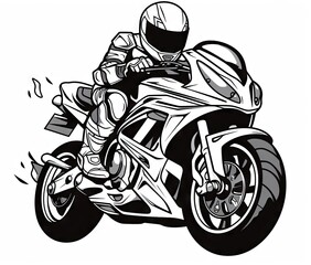  a drawing of a person riding a motorcycle on a track.  generative ai
