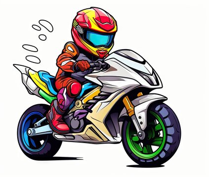  a person riding a motorcycle with a helmet on and a helmet on.  generative ai