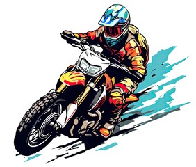  a man riding a motorcycle on a track with a helmet on.  generative ai