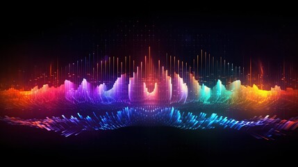 Colorful pawder explosion like Abstract Sound waves with Frequency audio waveform, Generative AI