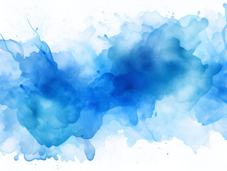 Blue watercolor spot splash on white background