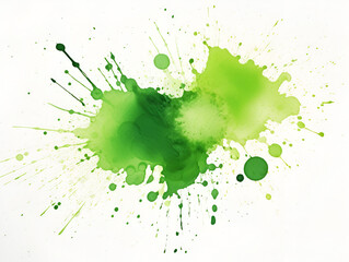 Green watercolor spot splash on white background