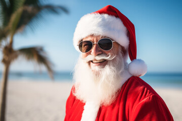 Santa Claus on a tropical island