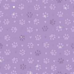 Lilac colored paw prints seamless pattern - 660641209